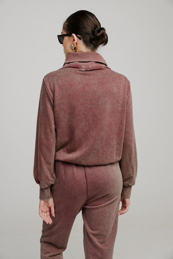 Asa Wine Zippered Sweatshirt