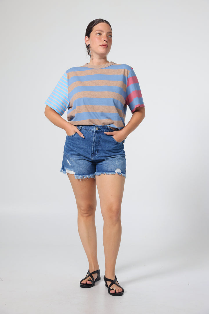 Time Pink Mixed Stripes T-Shirt