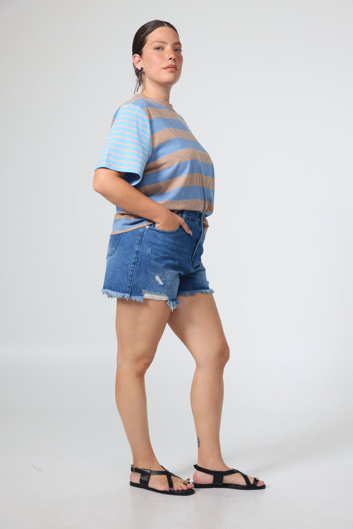 Time Pink Mixed Stripes T-Shirt