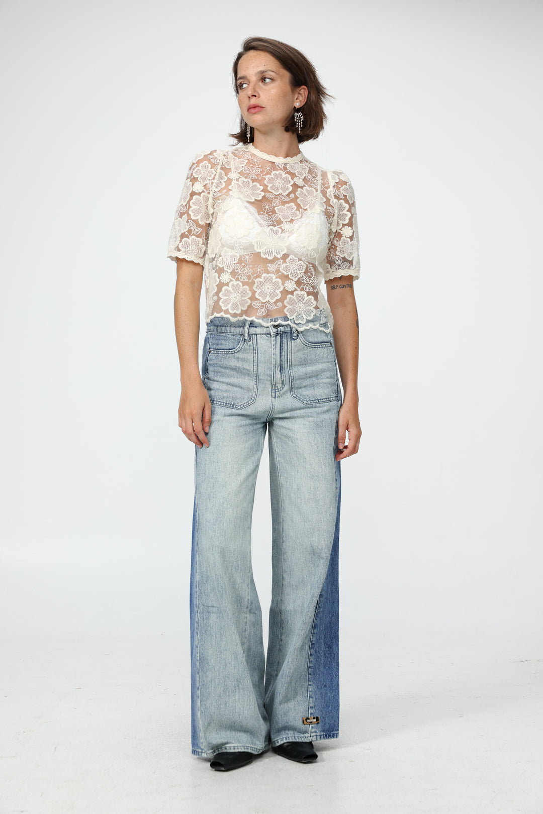 Floral Lace Cream T-Shirt