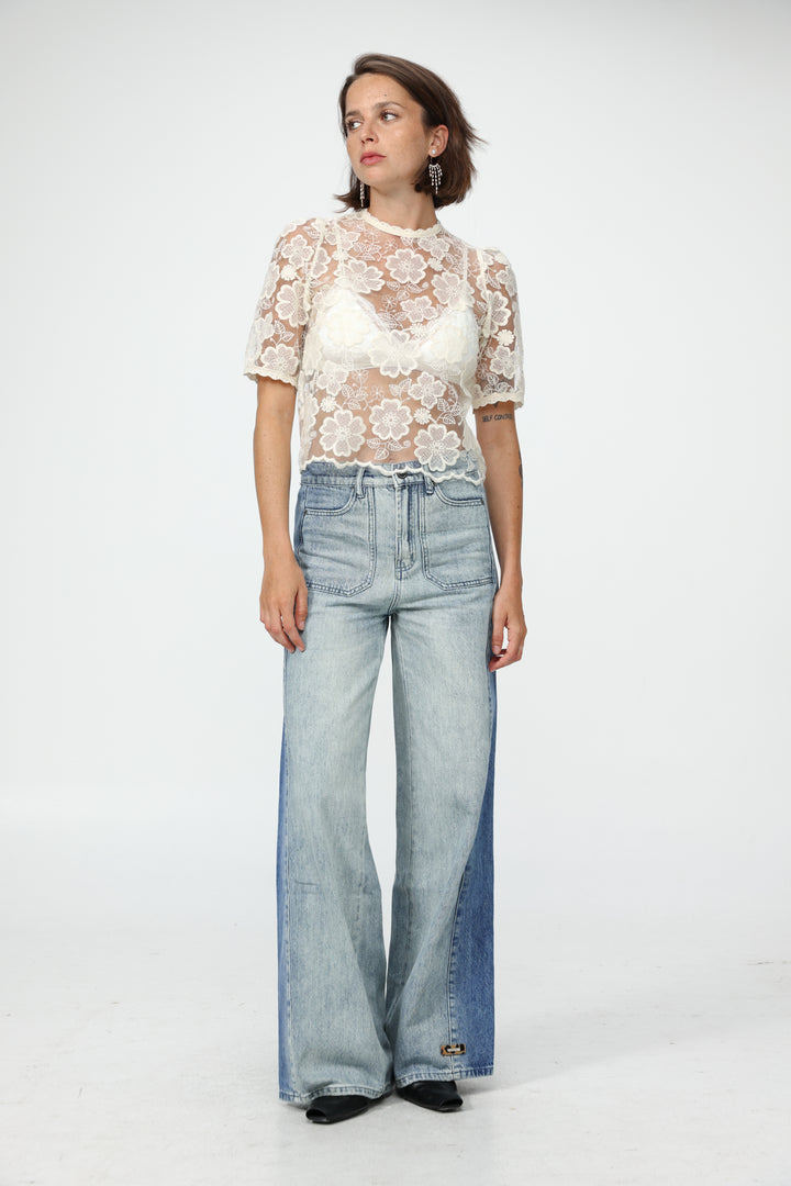 Floral Lace Cream T-Shirt