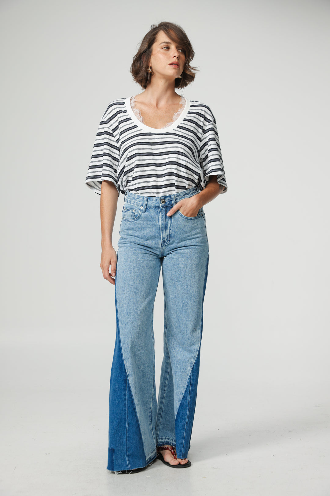 Smile Black Striped T-Shirt