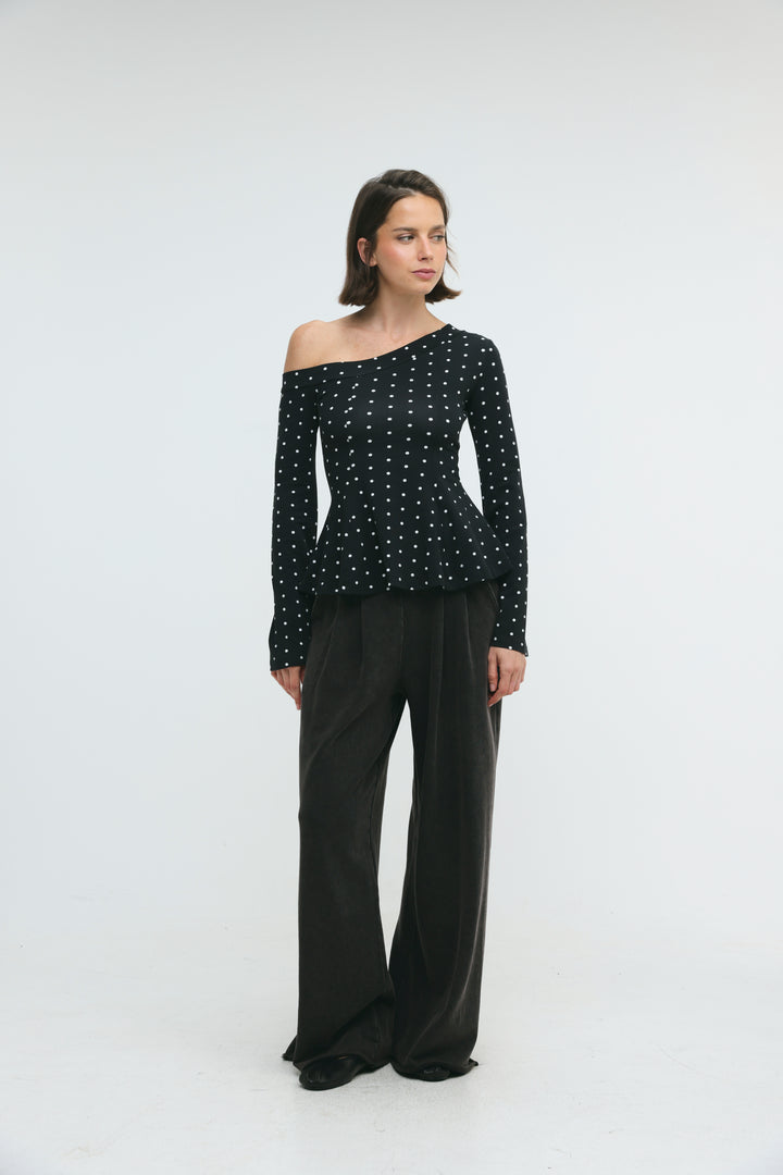 State Black Dots Drop Shoulder Shirt