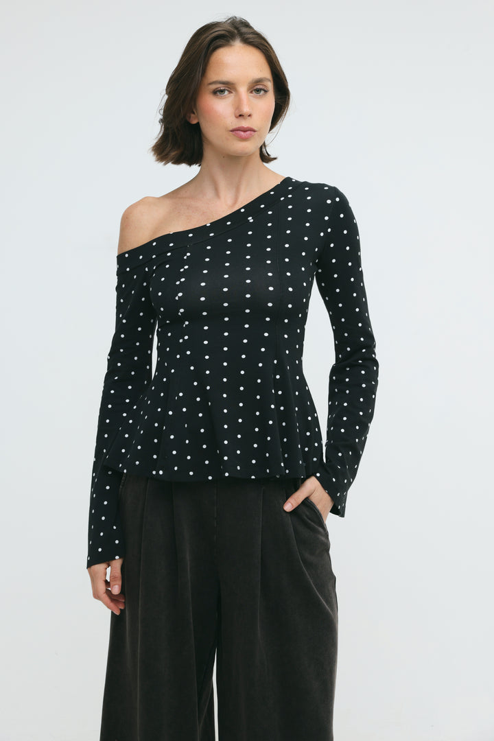 State Black Dots Drop Shoulder Shirt