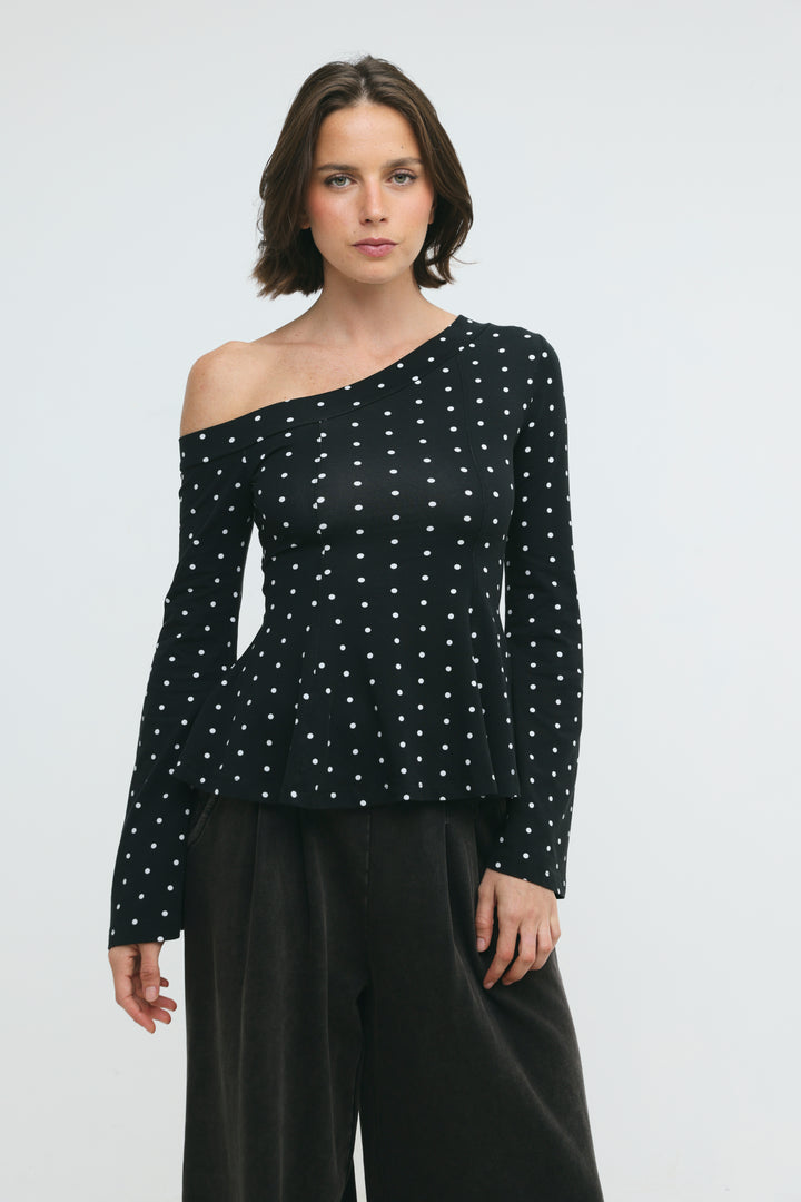 State Black Dots Drop Shoulder Shirt