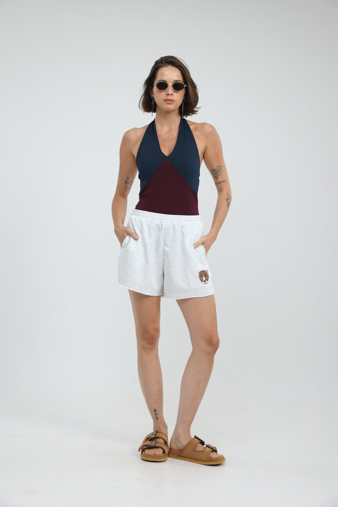 Note Mixed Wine/Navy Bodysuit