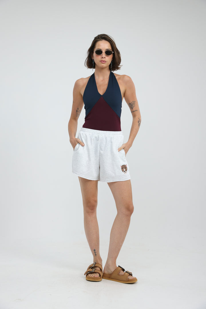 Note Mixed Wine/Navy Bodysuit