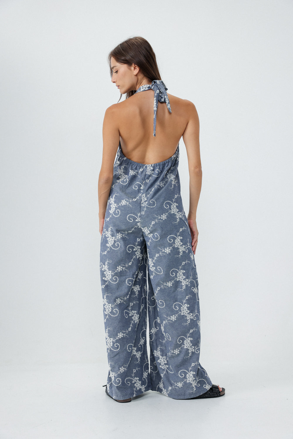 Lace Denim Blue Jumpsuit