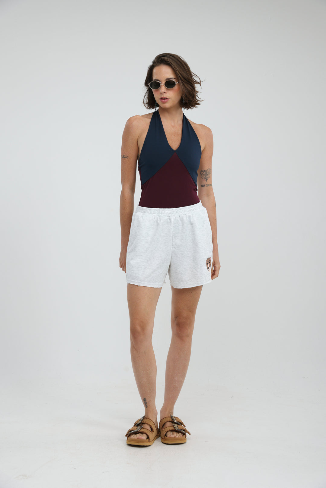 Note Mixed Wine/Navy Bodysuit