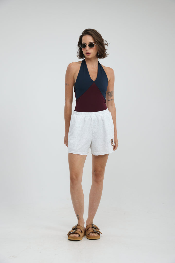 Note Mixed Wine/Navy Bodysuit