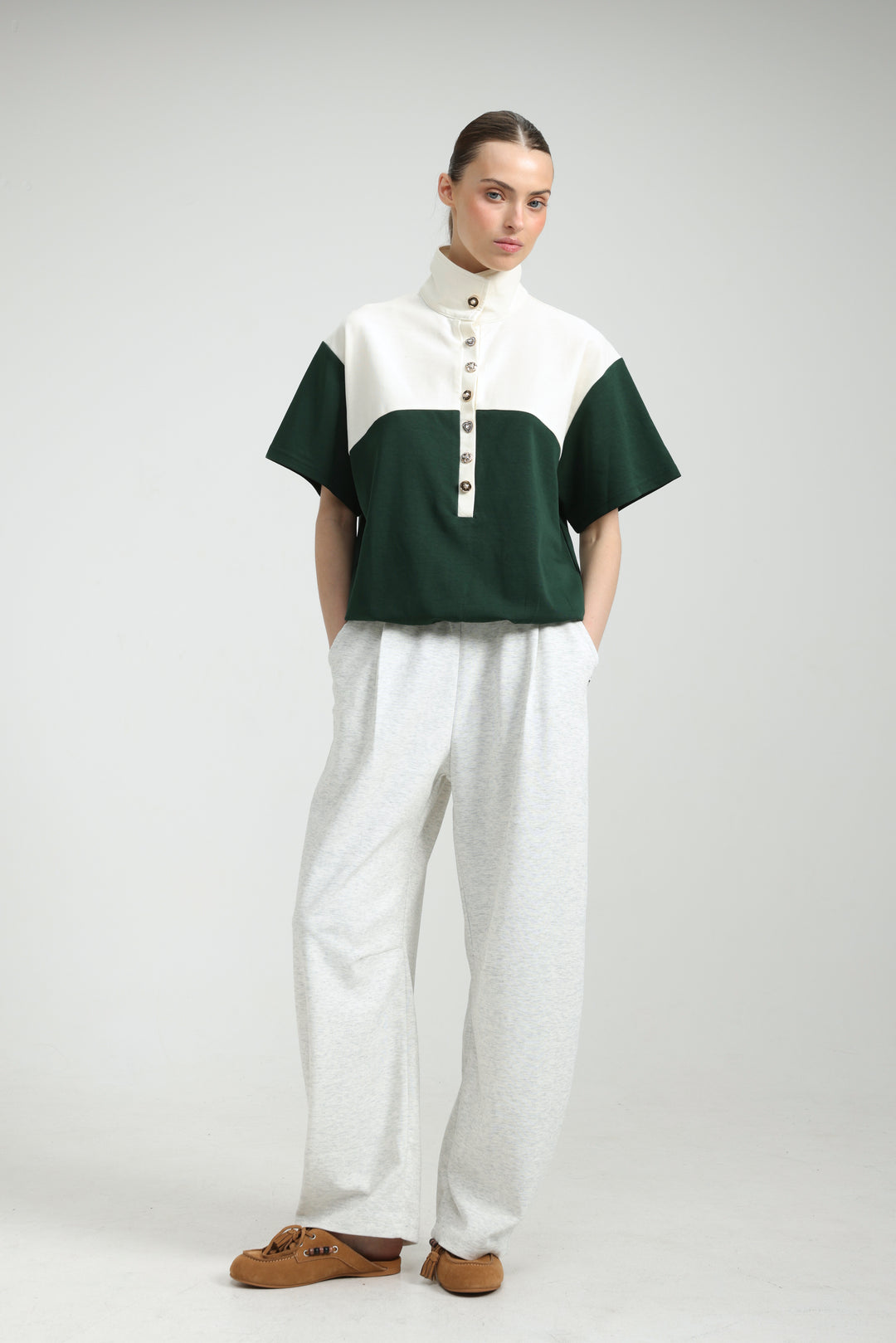 Sun Green/Cream Polo T-Shirt