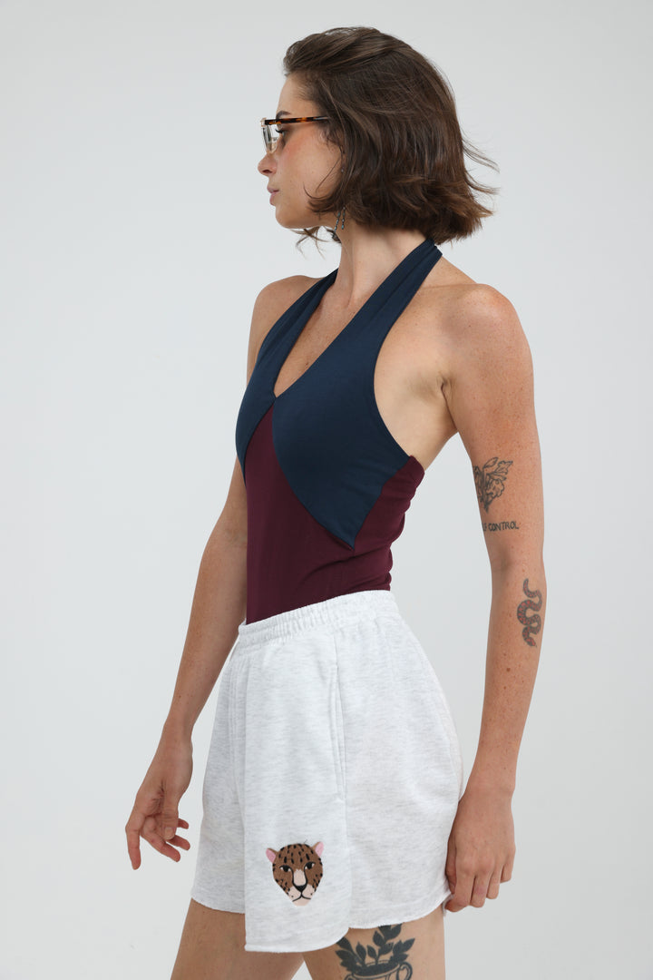 Note Mixed Wine/Navy Bodysuit