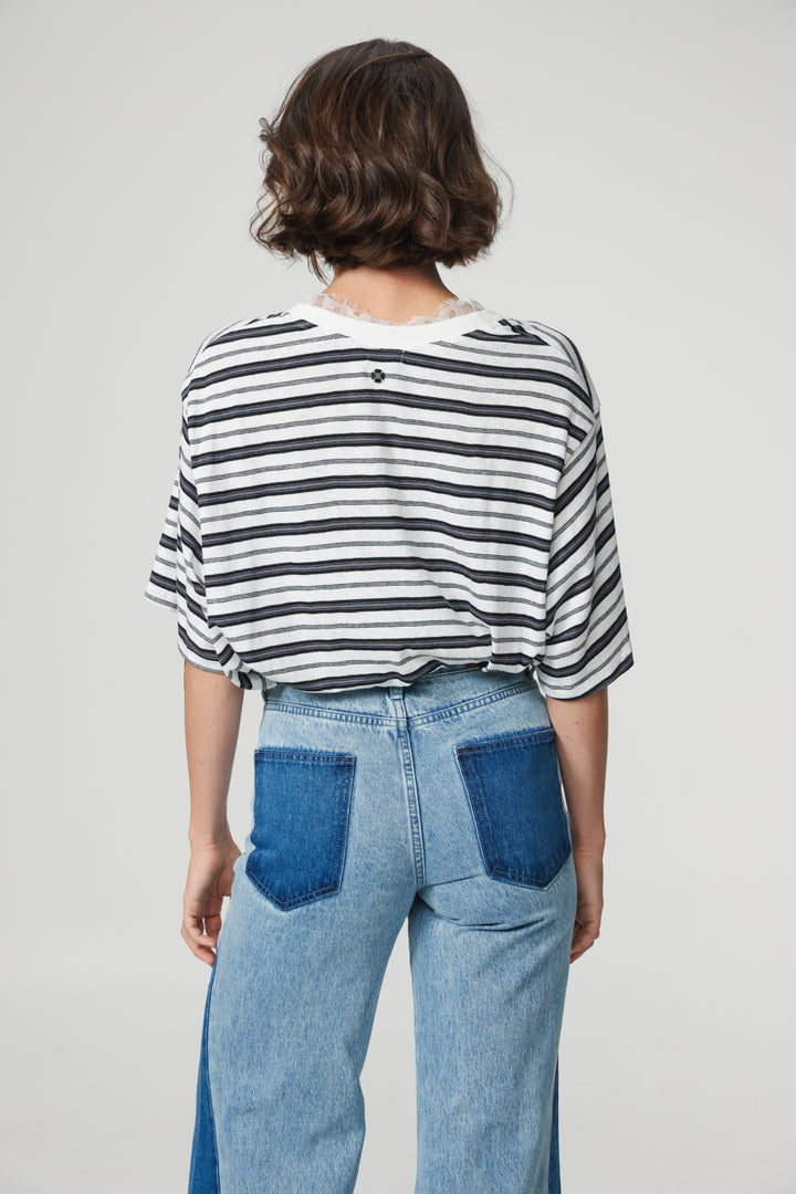 Smile Black Striped T-Shirt