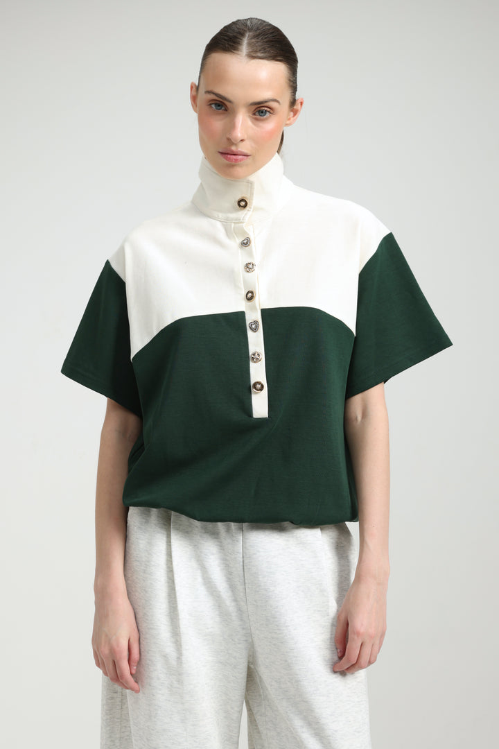 Sun Green/Cream Polo T-Shirt