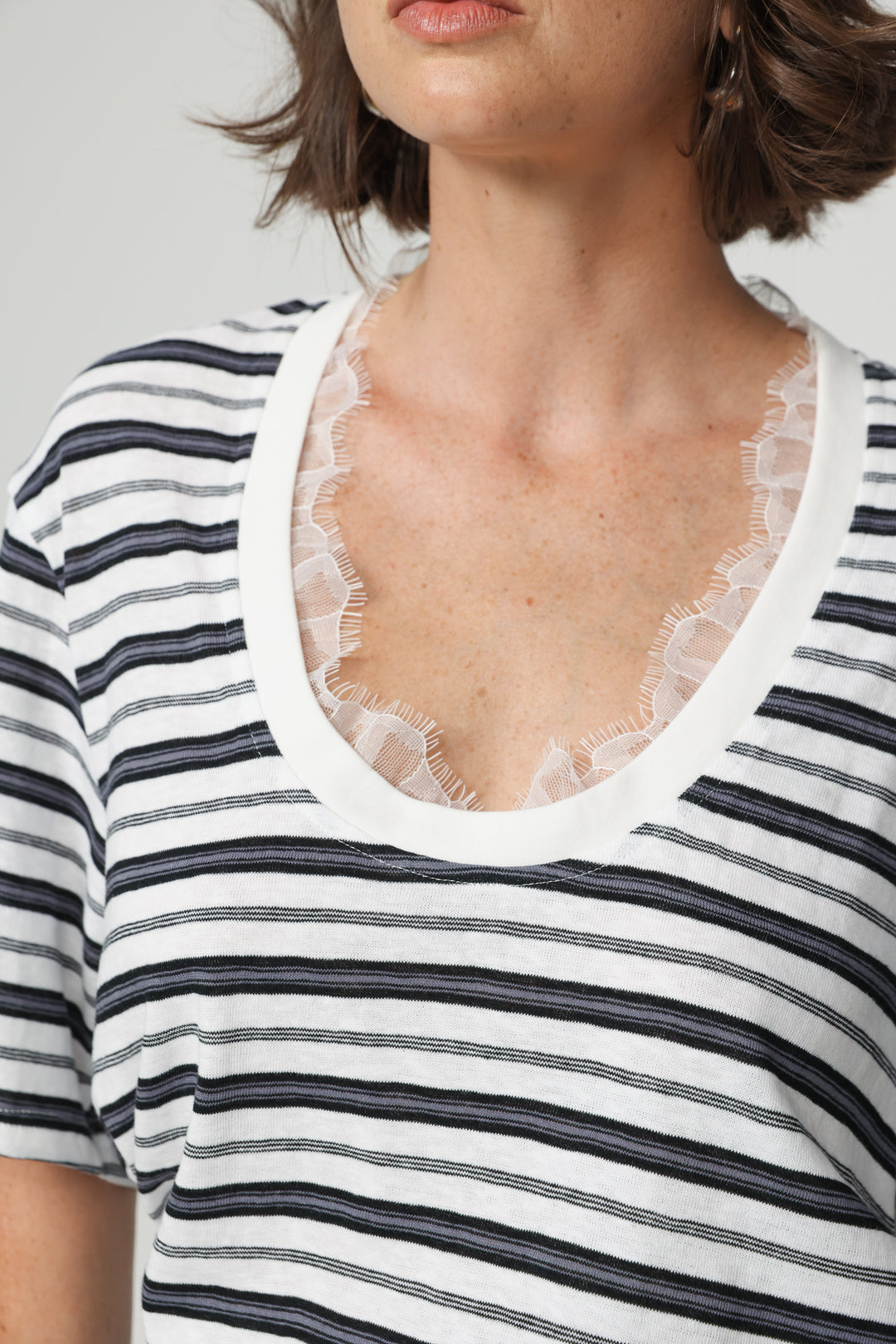 Smile Black Striped T-Shirt