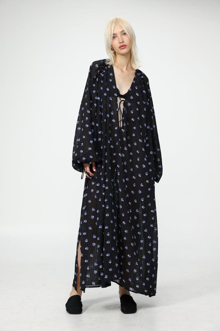 Oversized Black Floral Maxi Dress