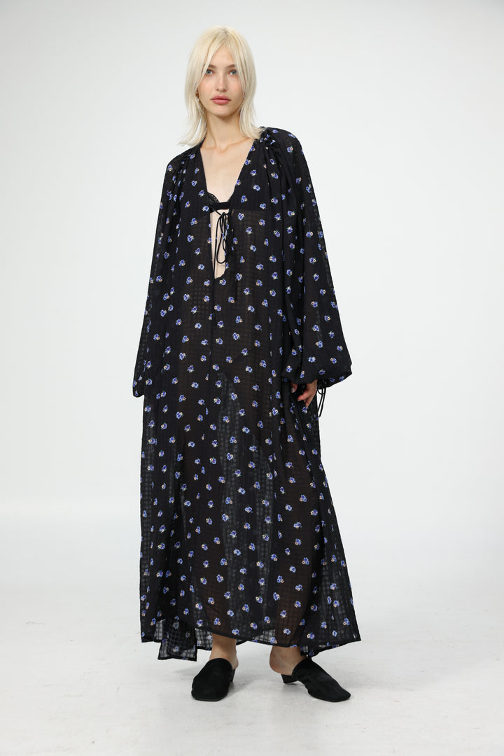 Oversized Black Floral Maxi Dress