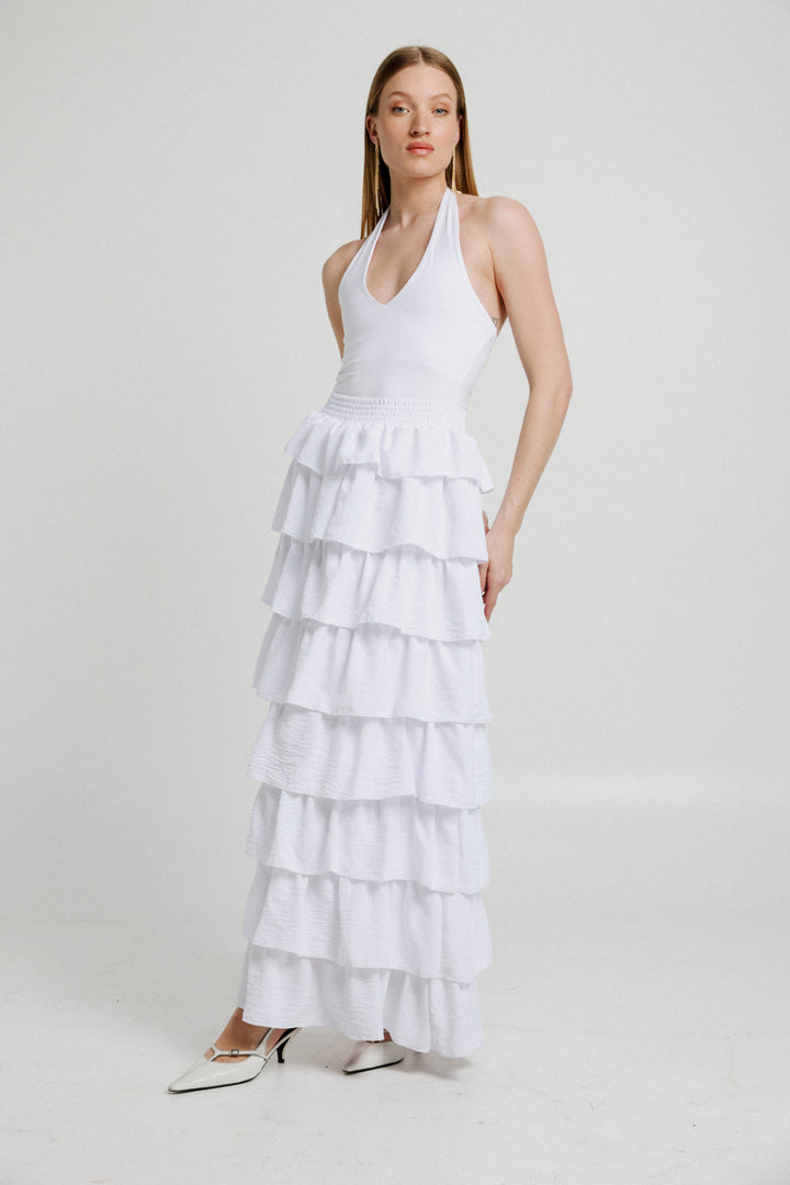 Peplum White Skirt
