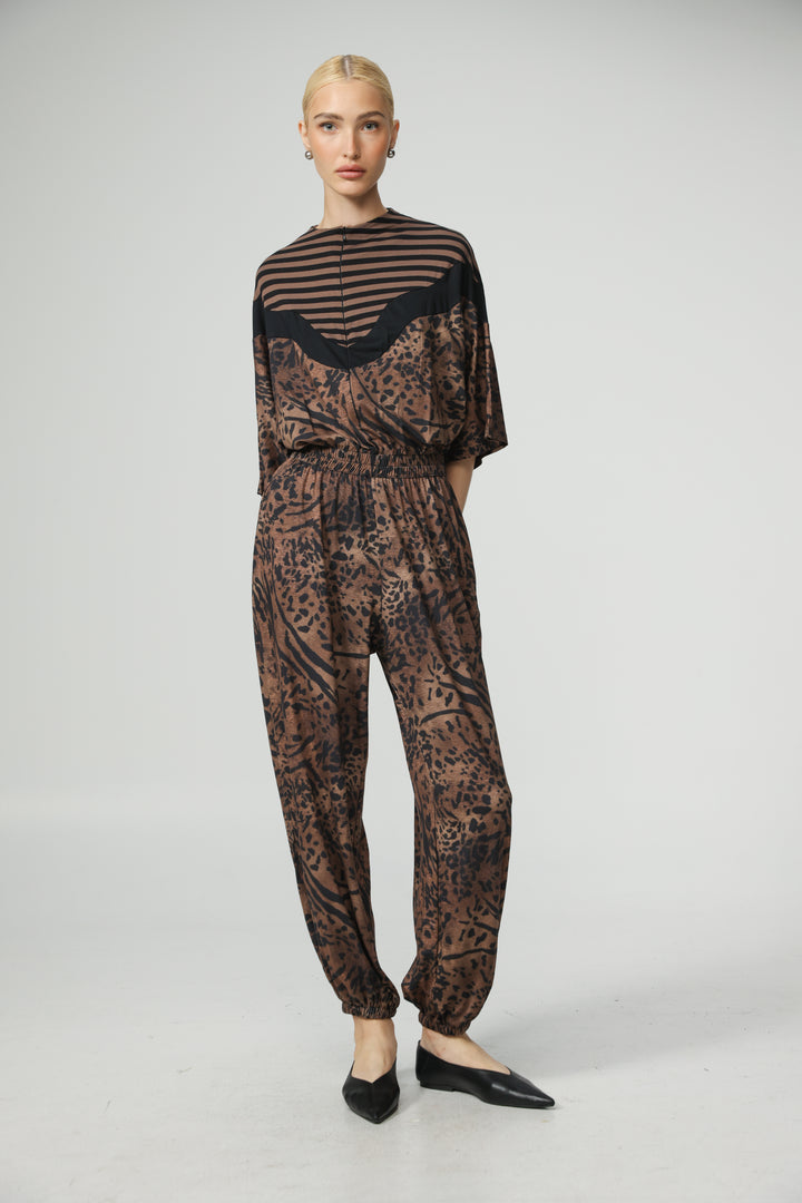 Adamon Leopard Mix Jumpsuit