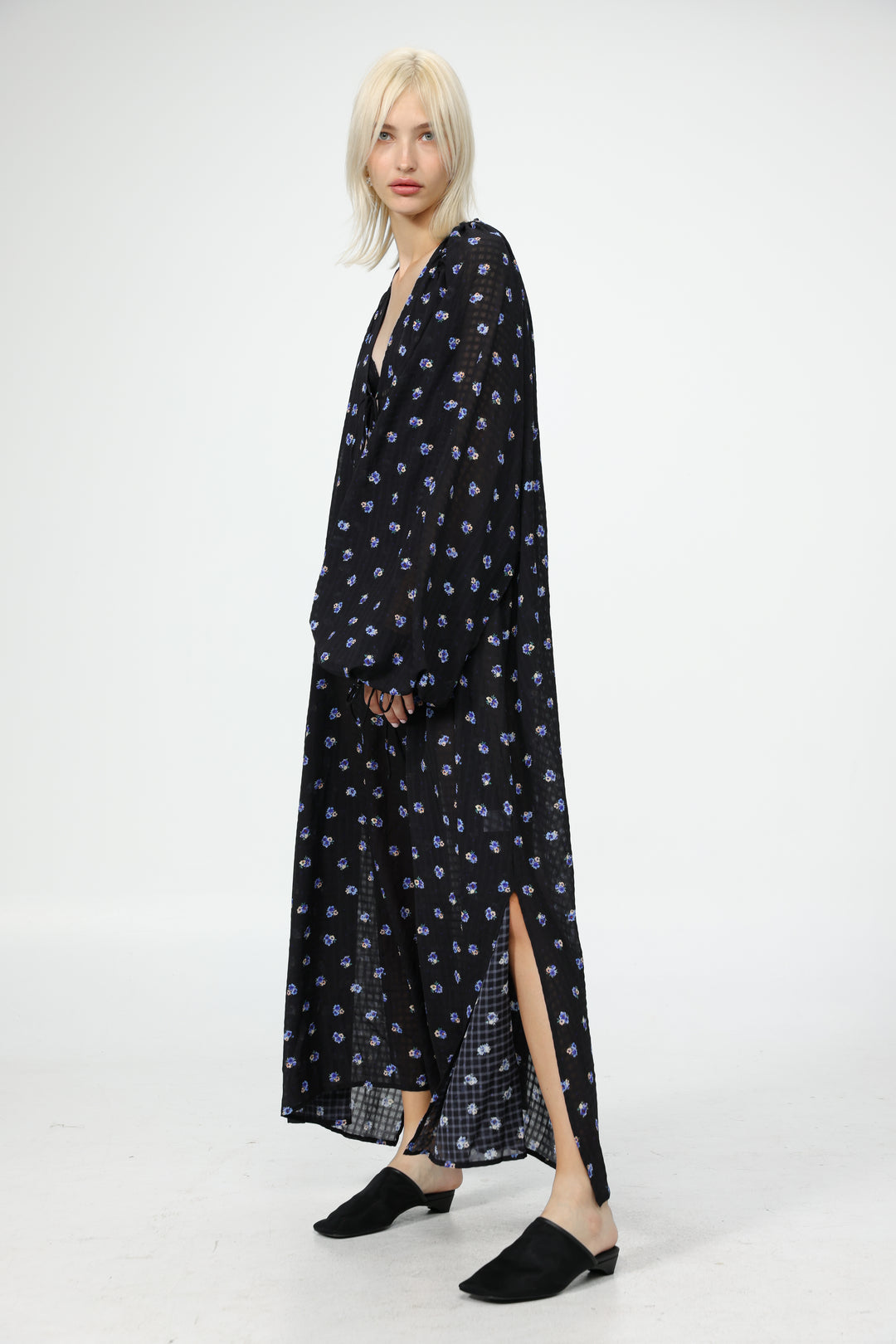 Oversized Black Floral Maxi Dress