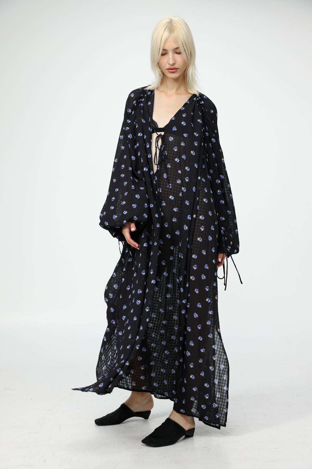 Oversized Black Floral Maxi Dress