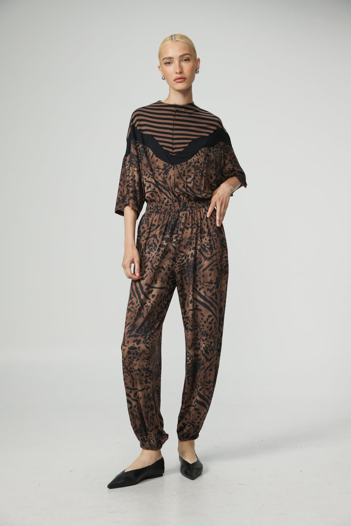 Adamon Leopard Mix Jumpsuit