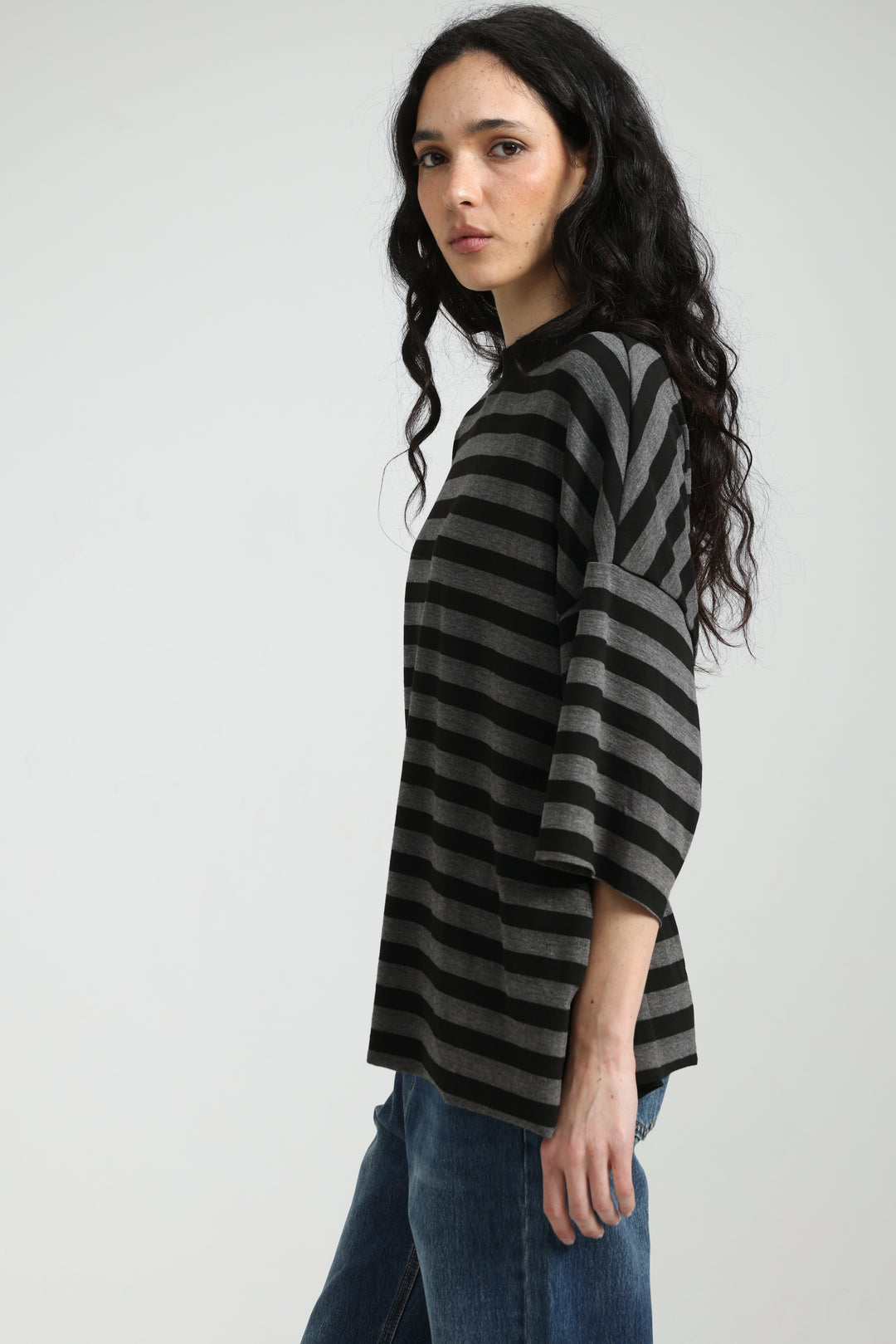 Boyfriend Grey Striped T-Shirt