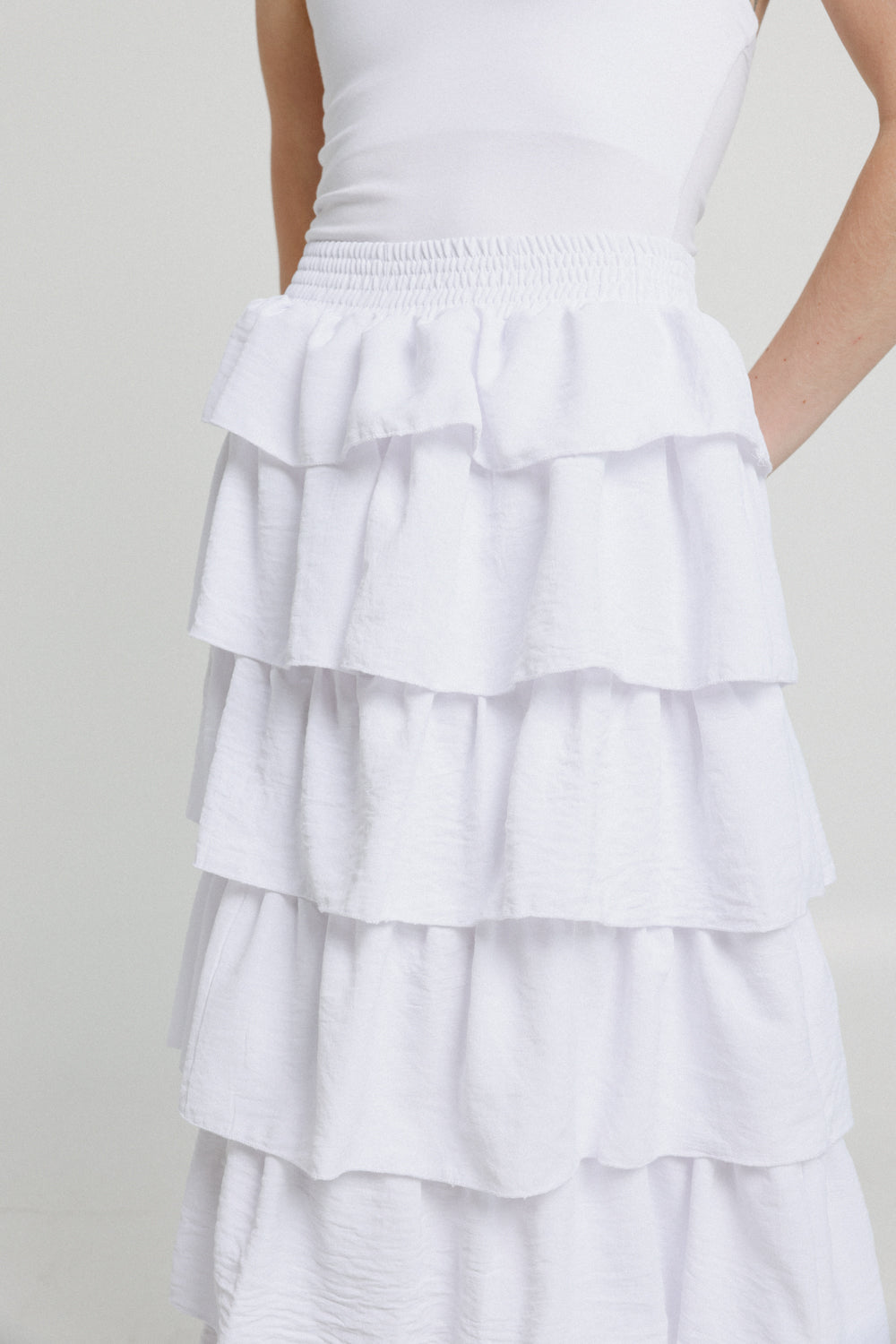 Peplum White Skirt
