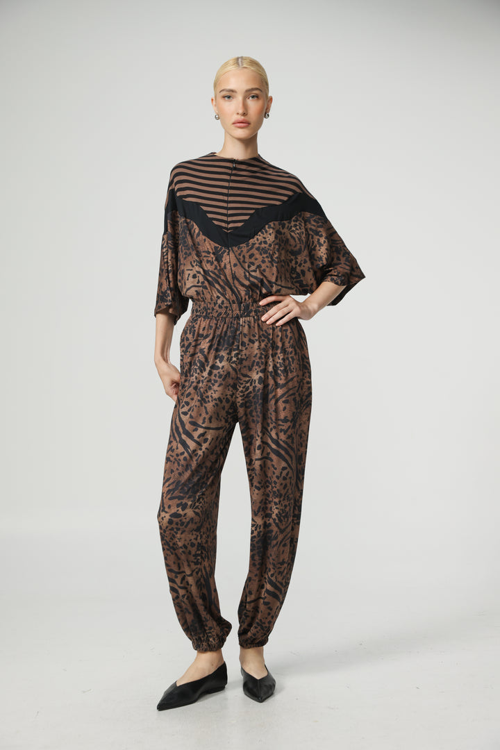 Adamon Leopard Mix Jumpsuit