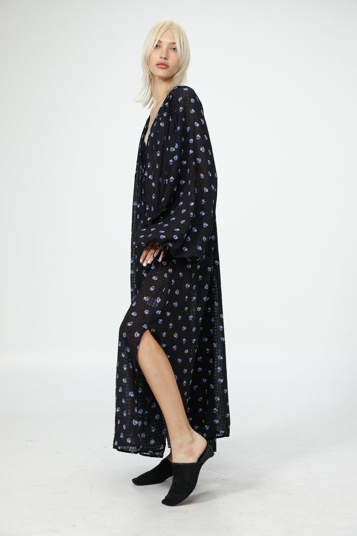 Oversized Black Floral Maxi Dress