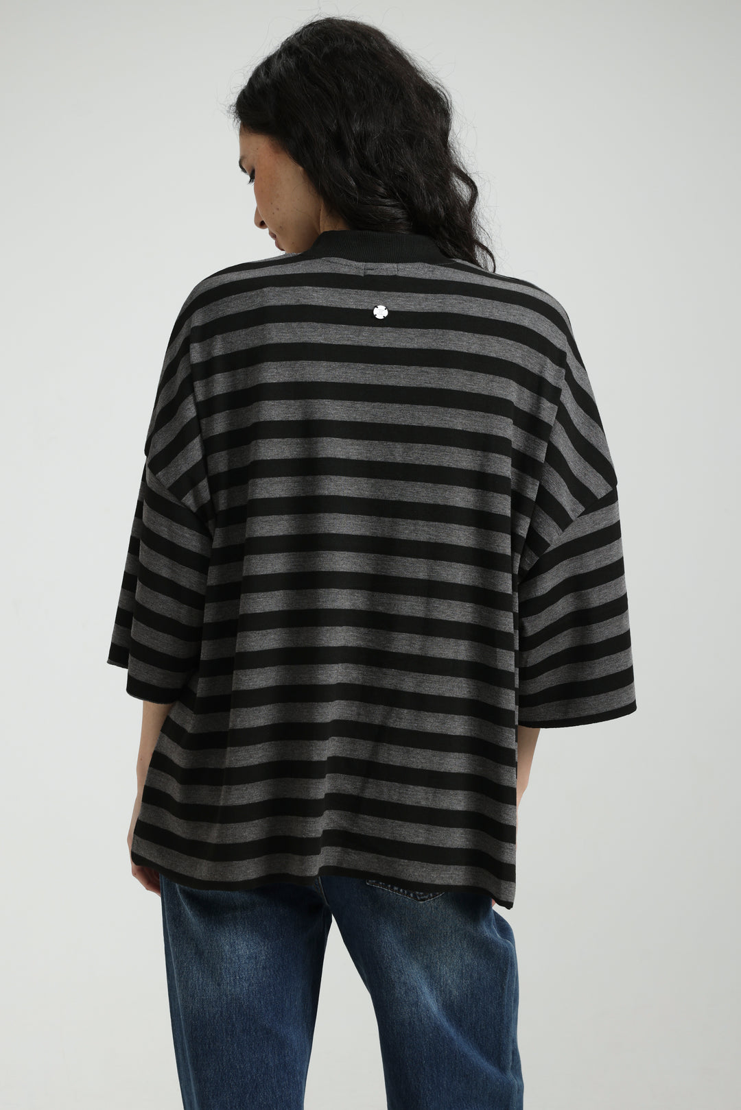 Boyfriend Grey Striped T-Shirt