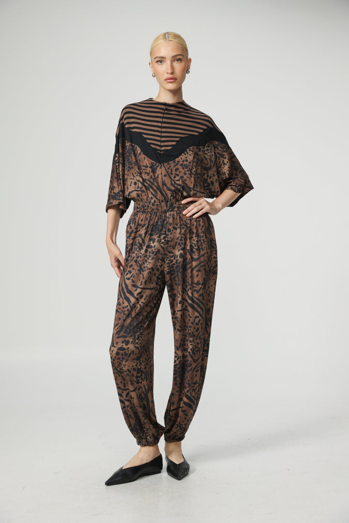 Adamon Leopard Mix Jumpsuit