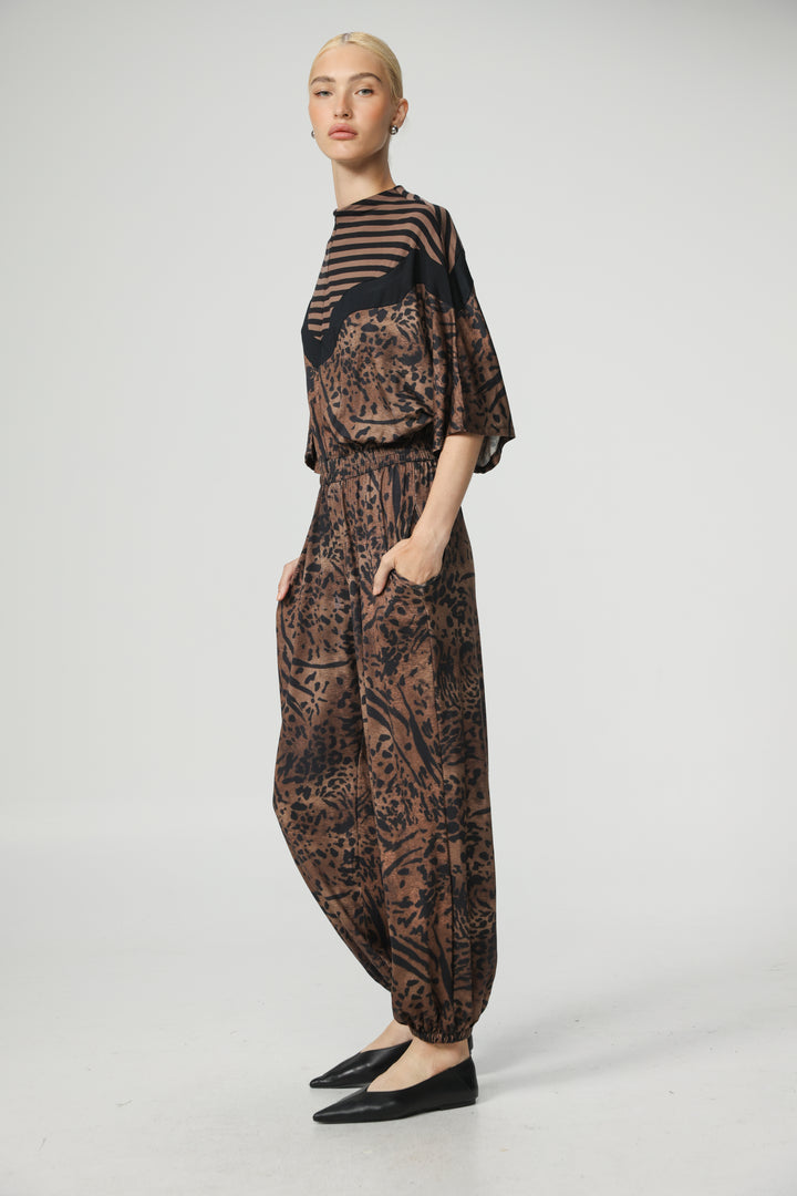 Adamon Leopard Mix Jumpsuit