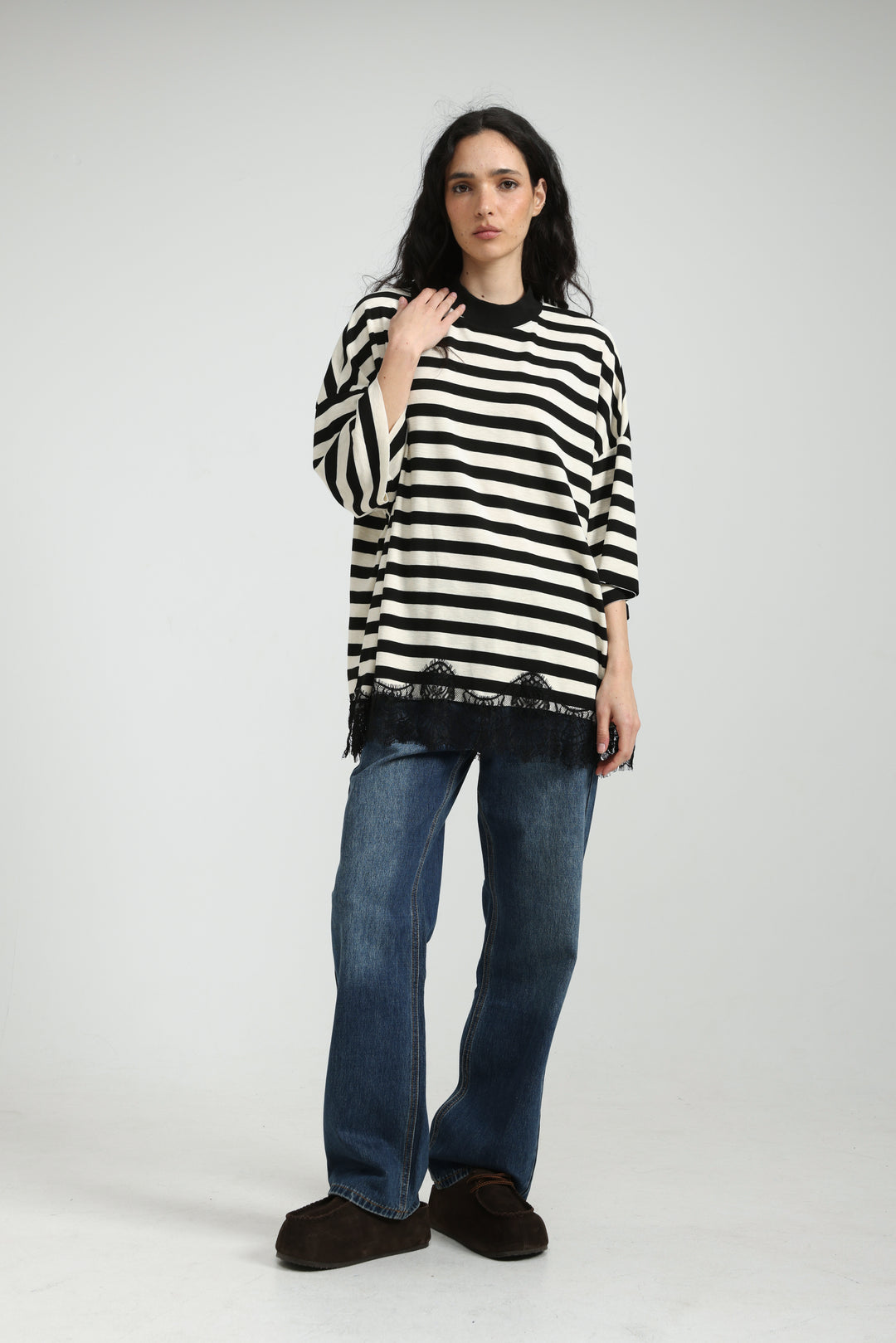 Boyfriend Black Striped T-Shirt