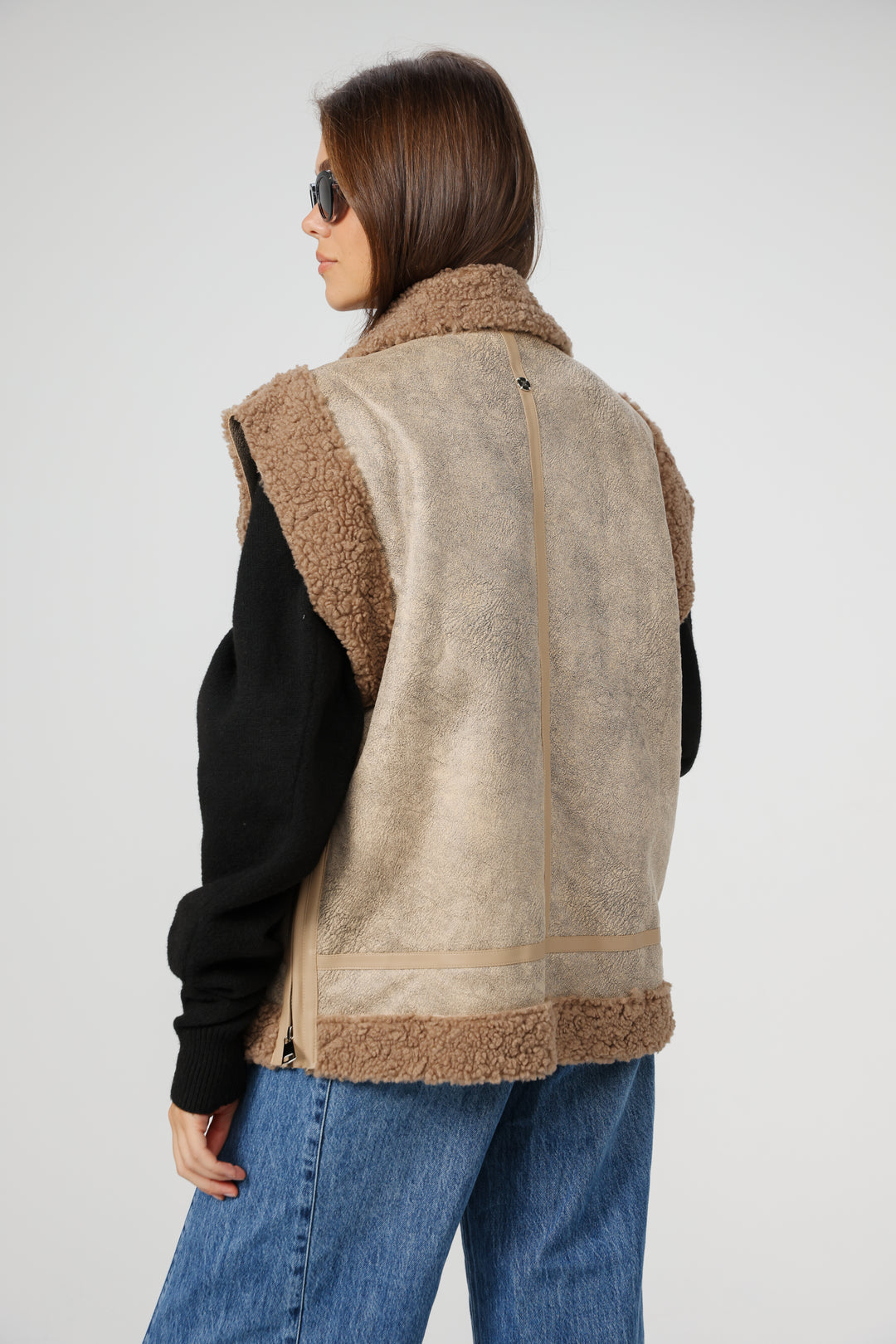 Faux Leather Beige Vest