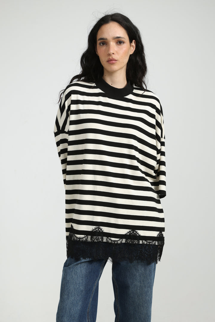 Boyfriend Black Striped T-Shirt