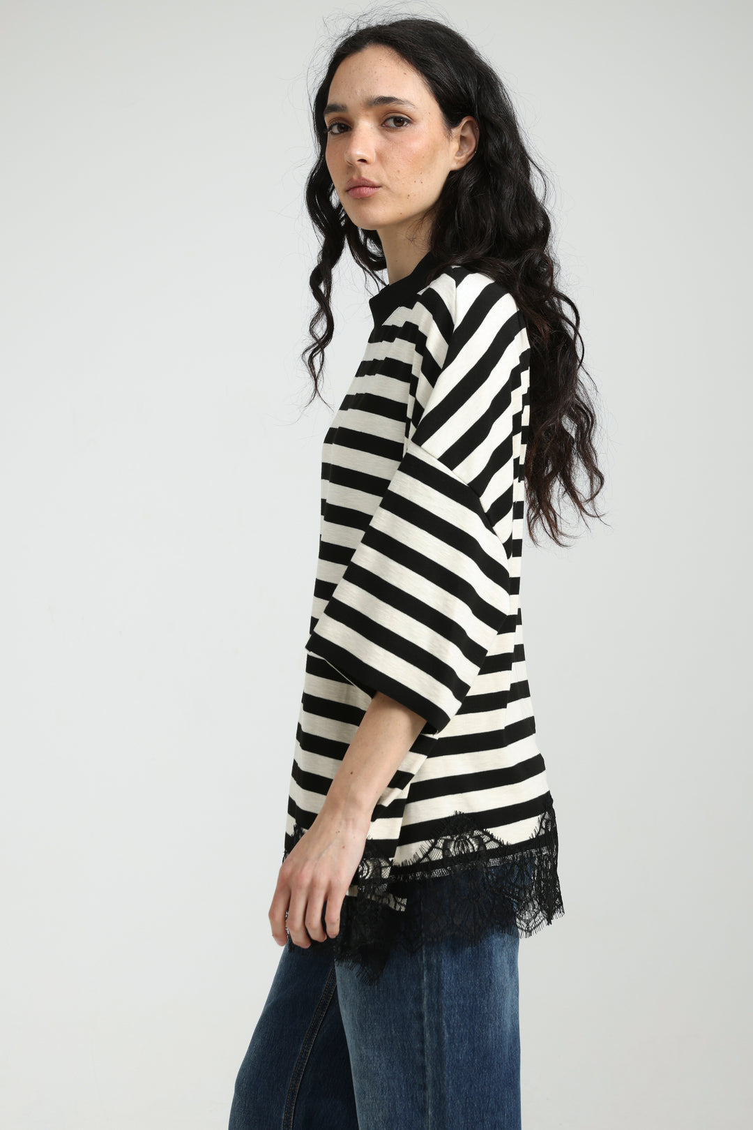 Boyfriend Black Striped T-Shirt