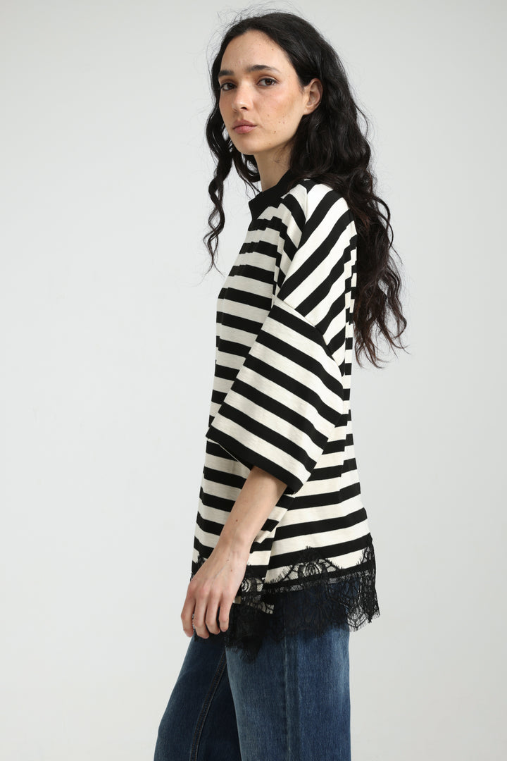 Boyfriend Black Striped T-Shirt