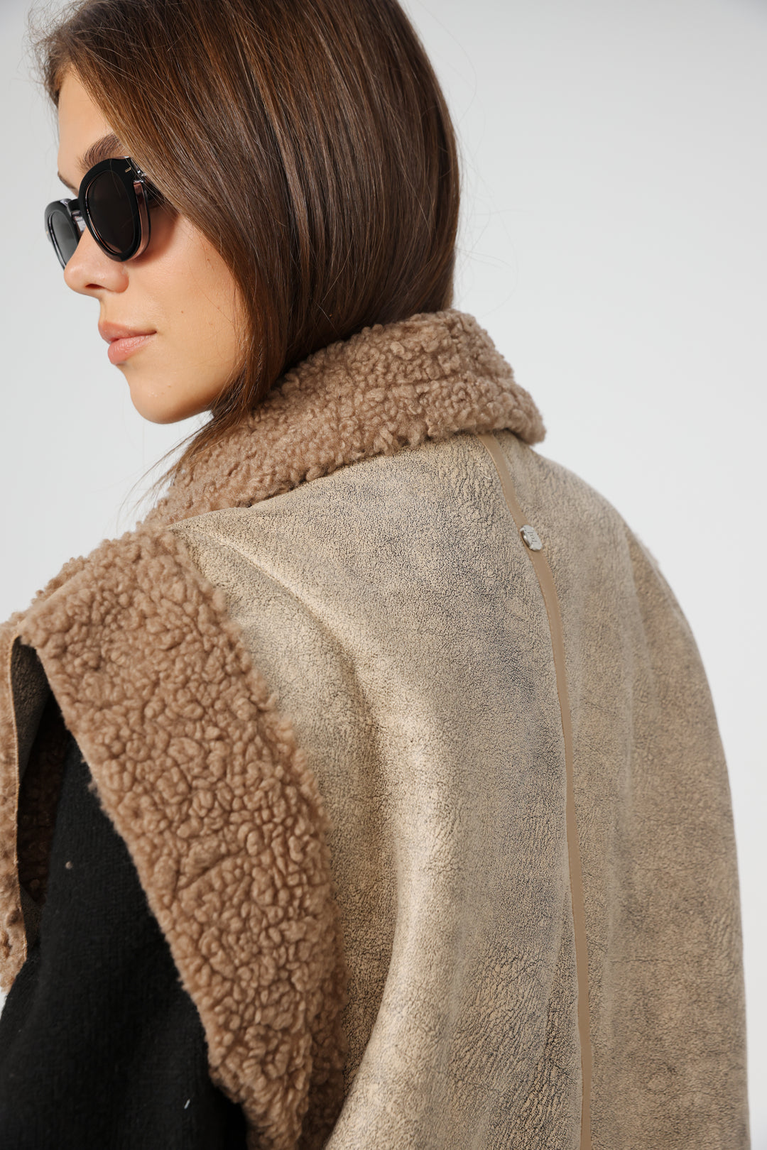 Faux Leather Beige Vest