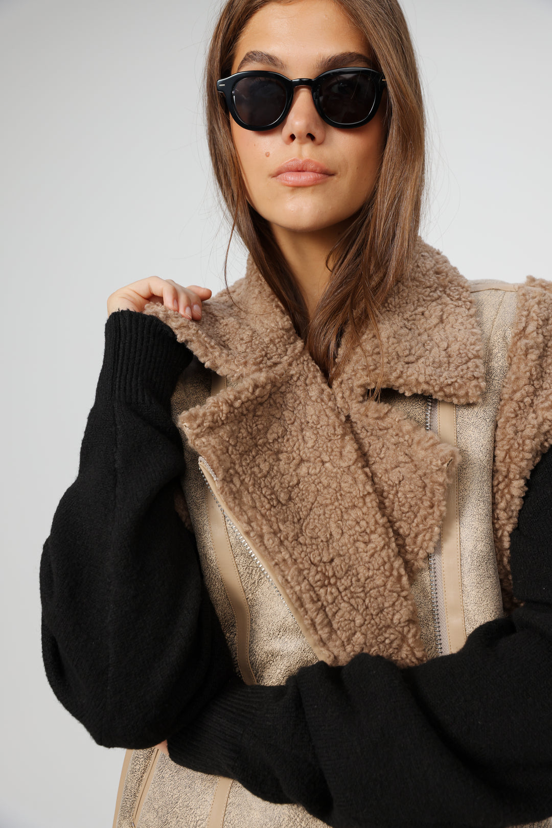 Faux Leather Beige Vest