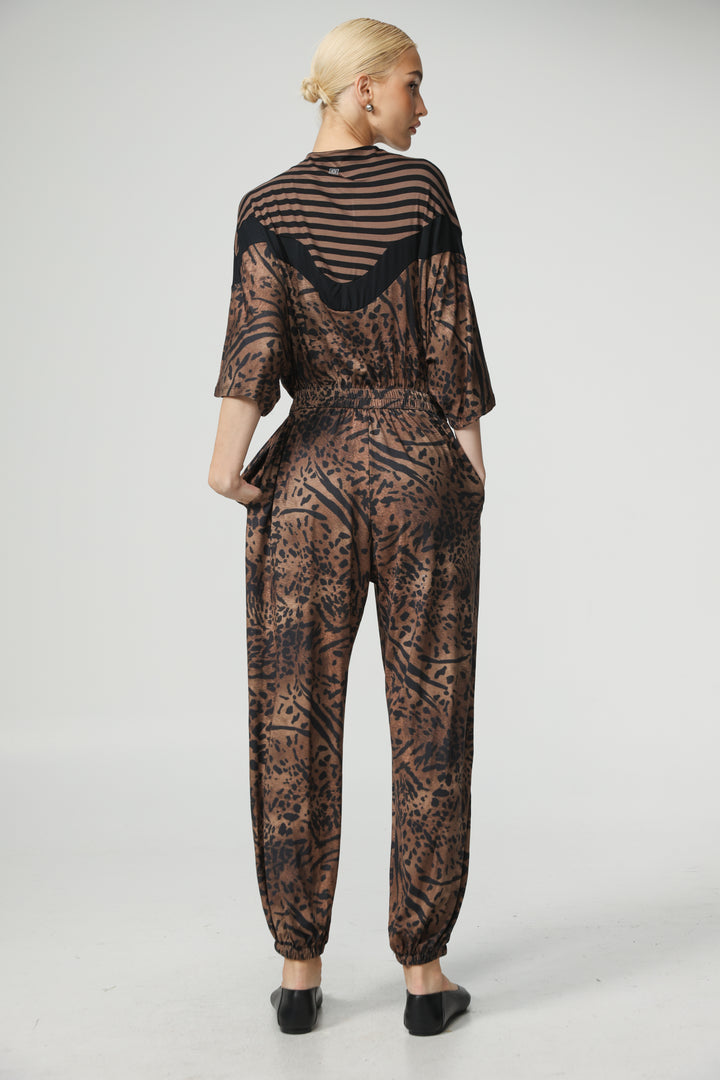 Adamon Leopard Mix Jumpsuit