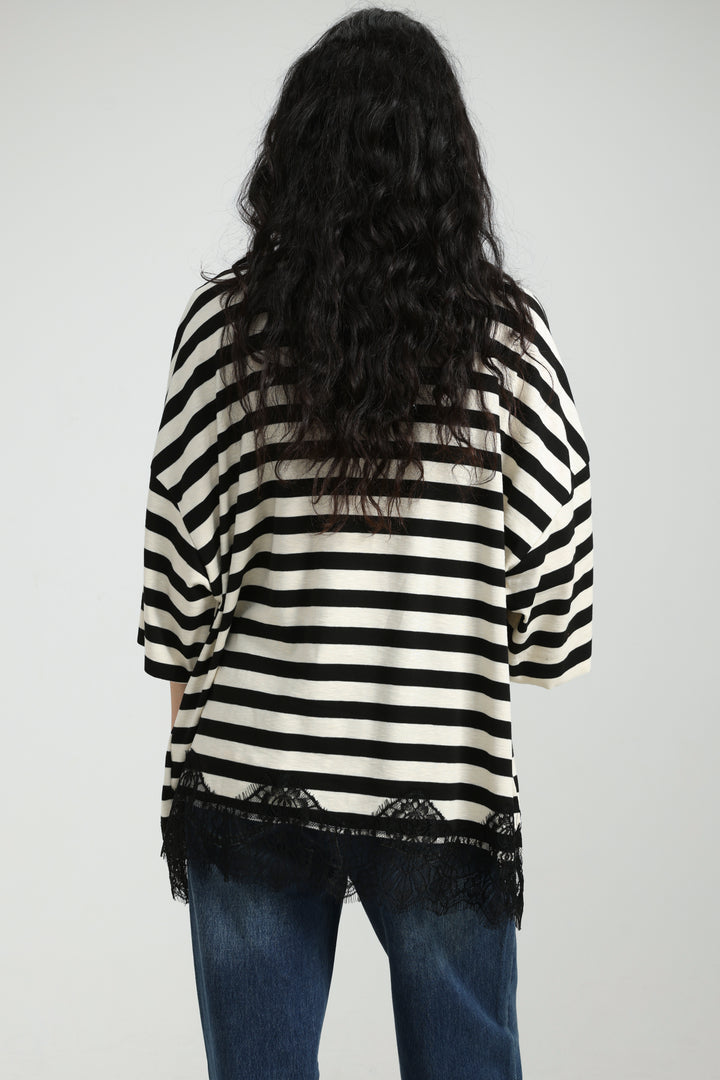 Boyfriend Black Striped T-Shirt