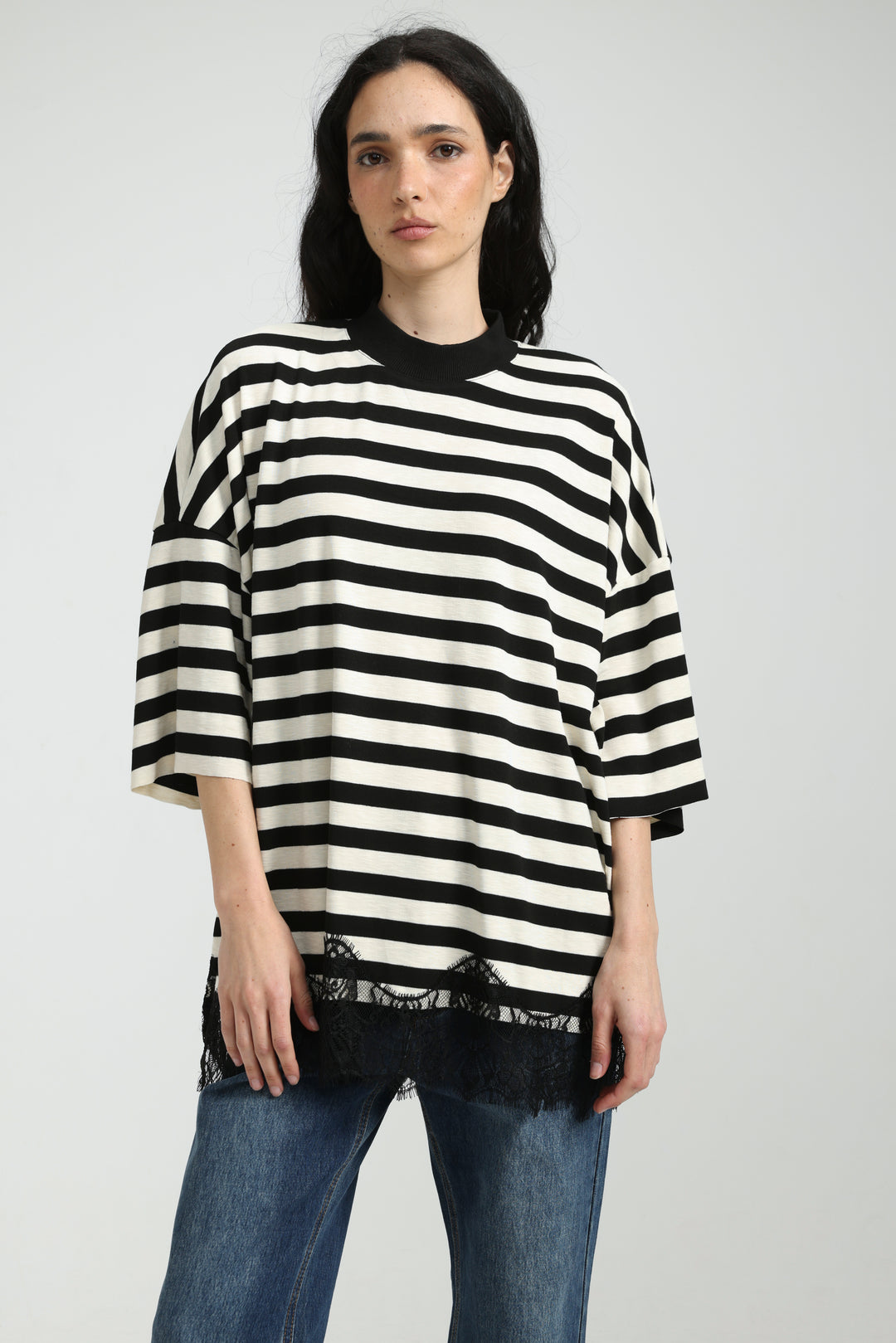 Boyfriend Black Striped T-Shirt