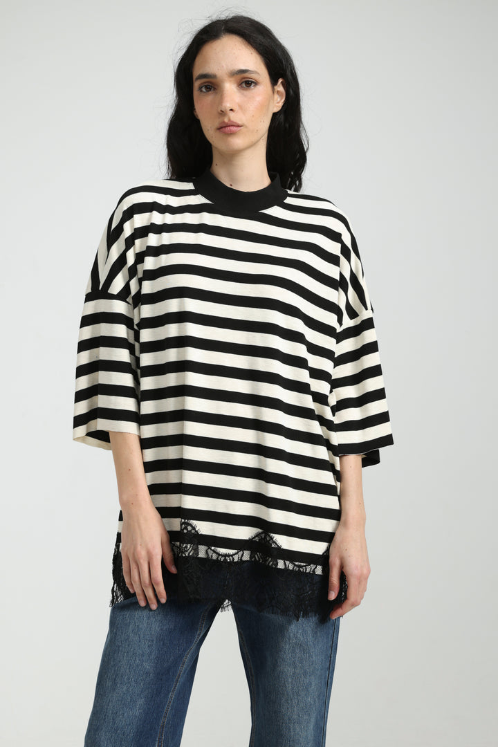 Boyfriend Black Striped T-Shirt