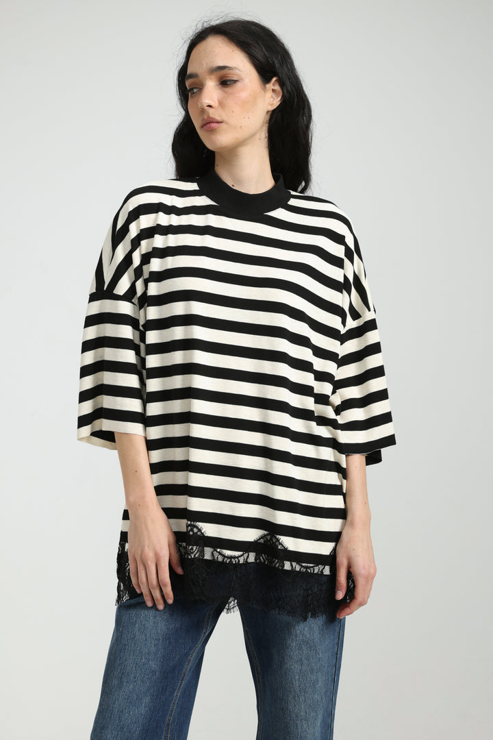 Boyfriend Black Striped T-Shirt