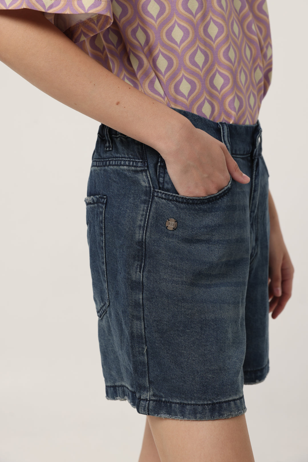 Lion Dark Blue Denim Shorts