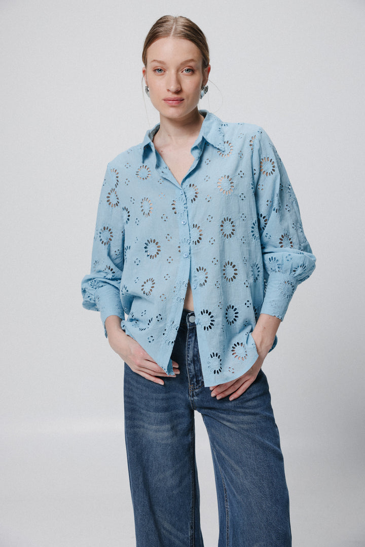 Circles Light Blue Buttoned Shirt