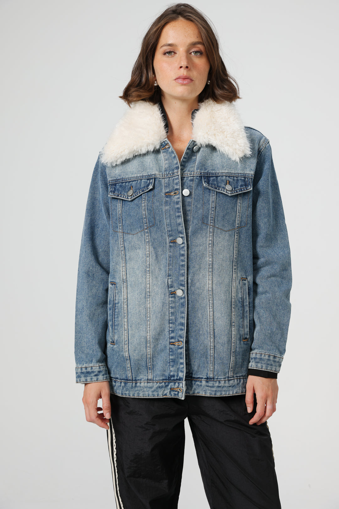 Fur Blue Denim Jacket