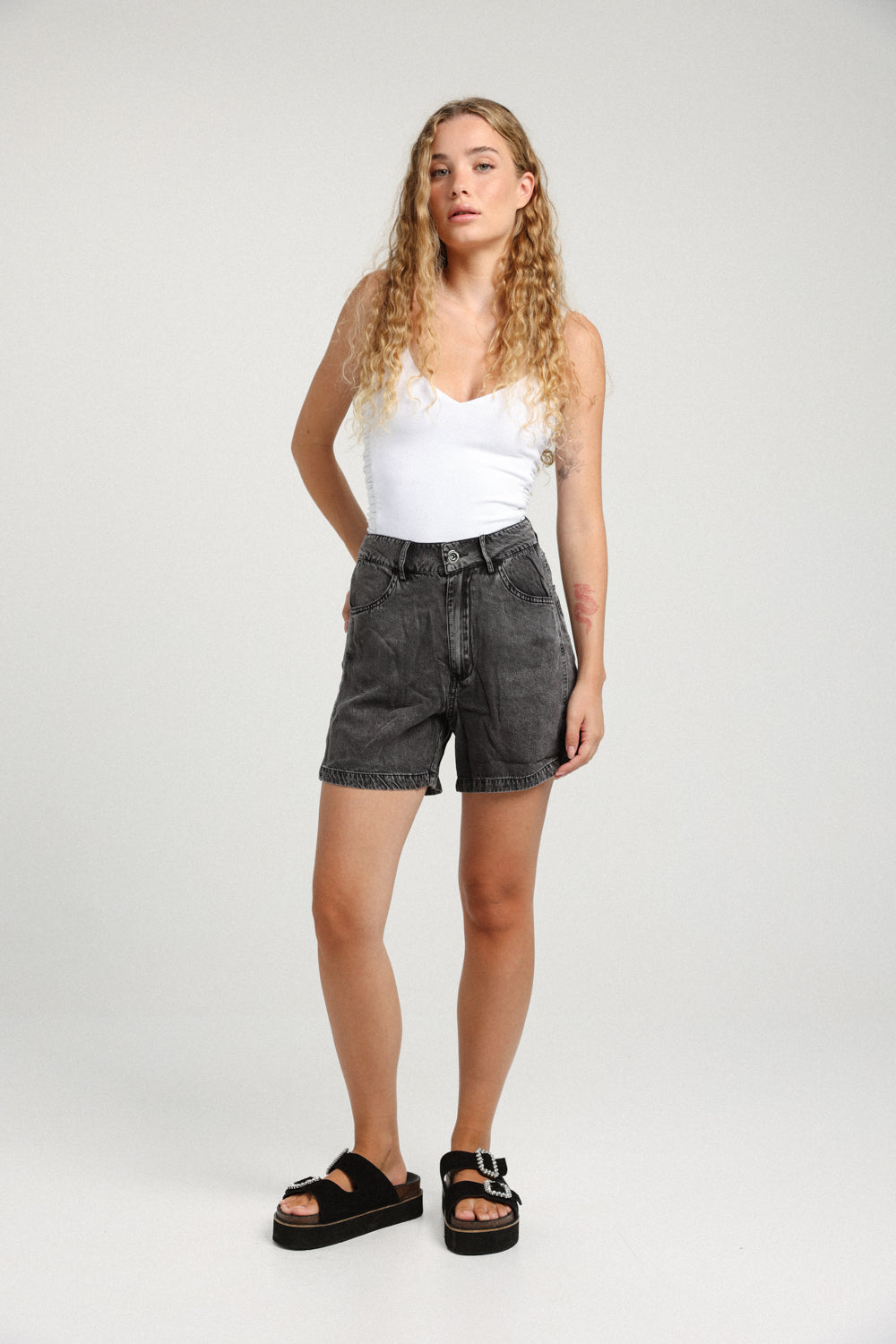 Nulu Short Grey Denim Bottoms