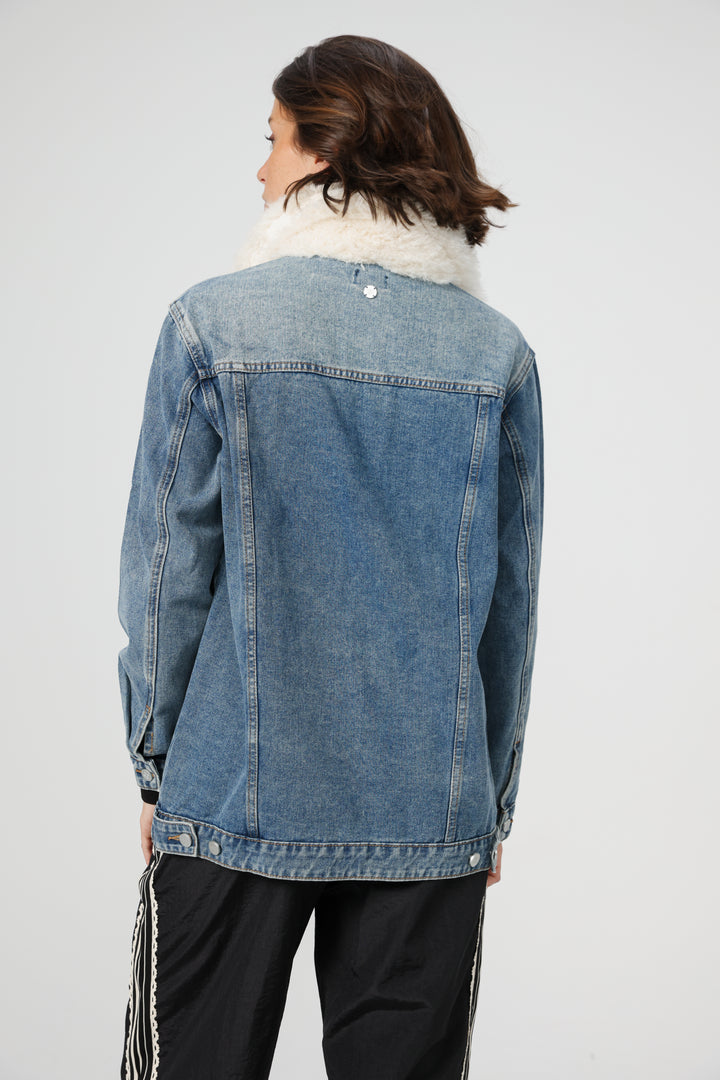 Fur Blue Denim Jacket